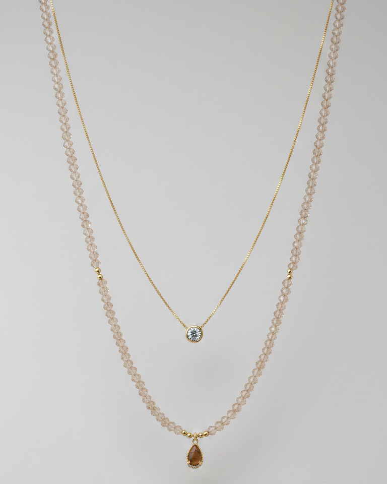 Set Collar Ojo de Tigre & Punto de Luz - Bañado en Oro 18K