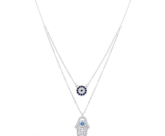 Collar Mano de Fátima  y Ojo Turco