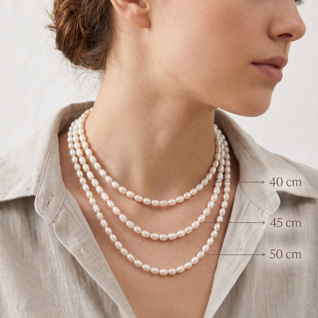 Collar Clasicos de Perlas de Rios Natural 7mm  Bañados en Oro 18K Empaque Premium