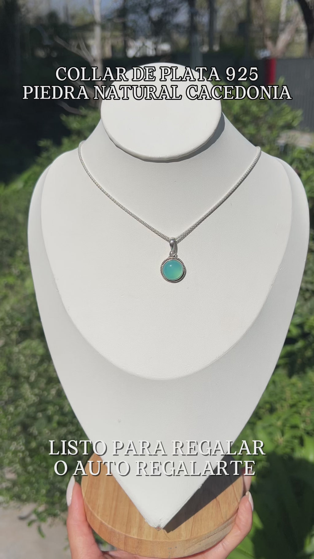 Collar Plata 925 Piedra Calcedonia Azul | Collar Delicado Mare Rosato