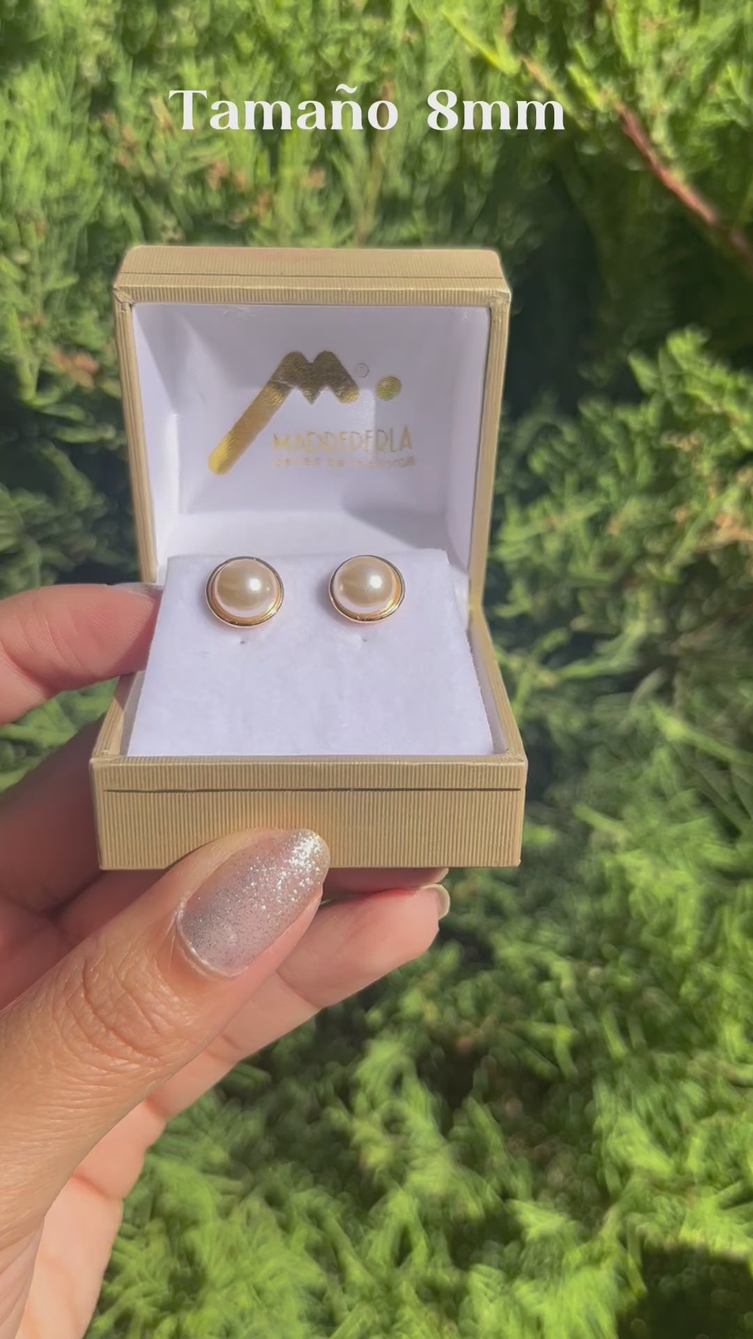 Aros Clásicos Media Perlas 8mm de Mallorca | Enchapado en oro 18K | Empaque Premium